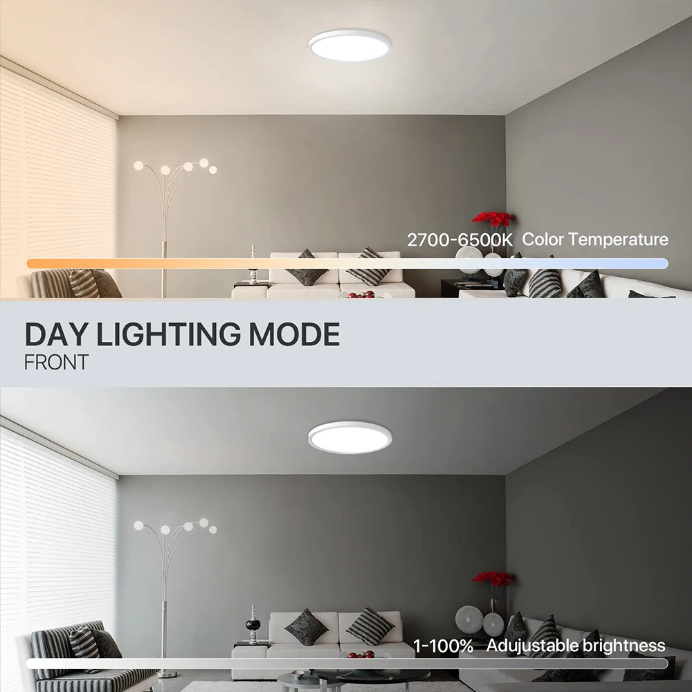 (image for) 36W 40cm Smart LED Ceiling Light Dimmable 2700K~6500K With RGB Ambient Light Works with Alexa Google Home for Bedroom Living Room